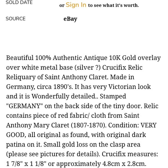 1890s saint anthony 10k crucifix reliquary pendant - Picture 4 of 4